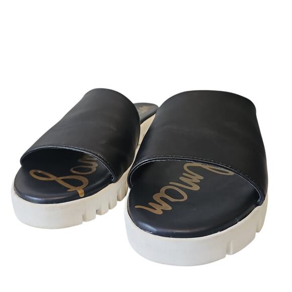 Sam Edelman Leia Sandals Leather Womens 8 Black Slip On Open Toe Comfort - Picture 5 of 11